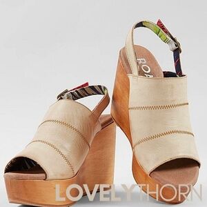 ROAN by BED STU // labadee leather wooden platform sling back wedges